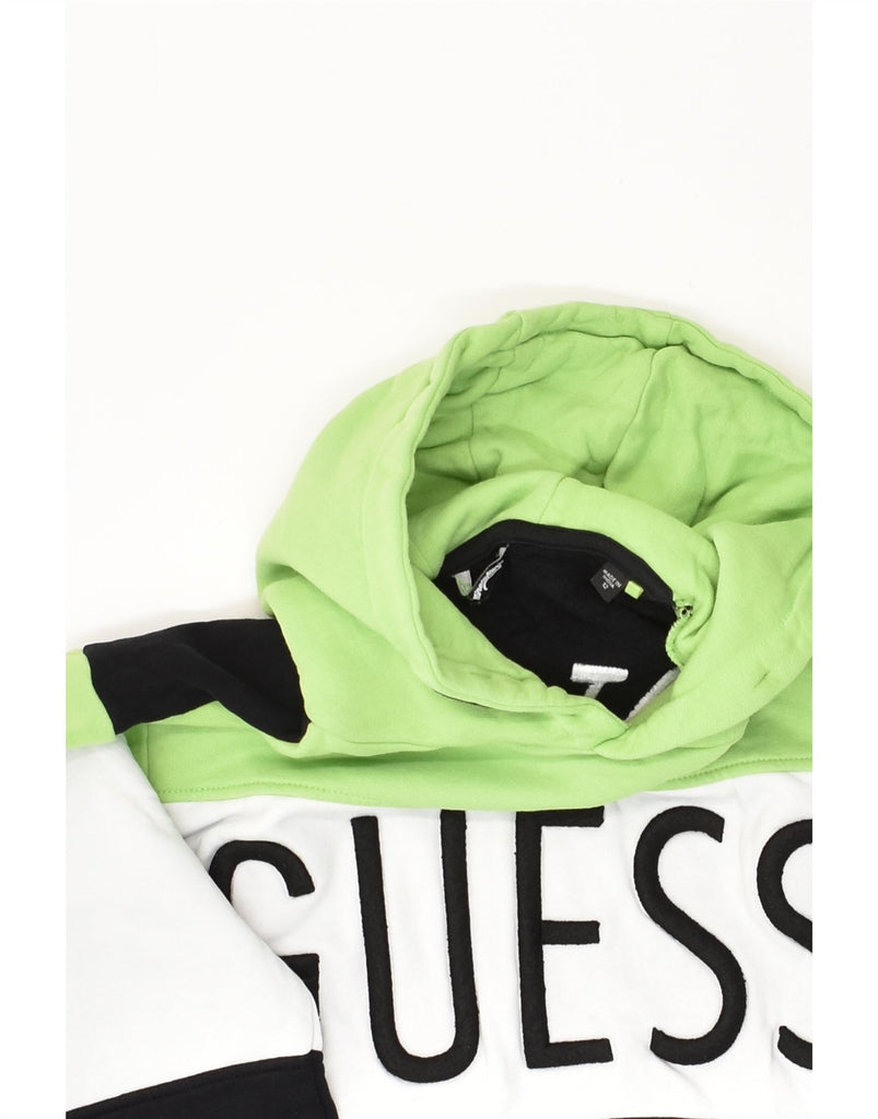 GUESS Boys Graphic Hoodie Jumper 11-12 Years Green Colourblock Cotton | Vintage Guess | Thrift | Second-Hand Guess | Used Clothing | Messina Hembry 