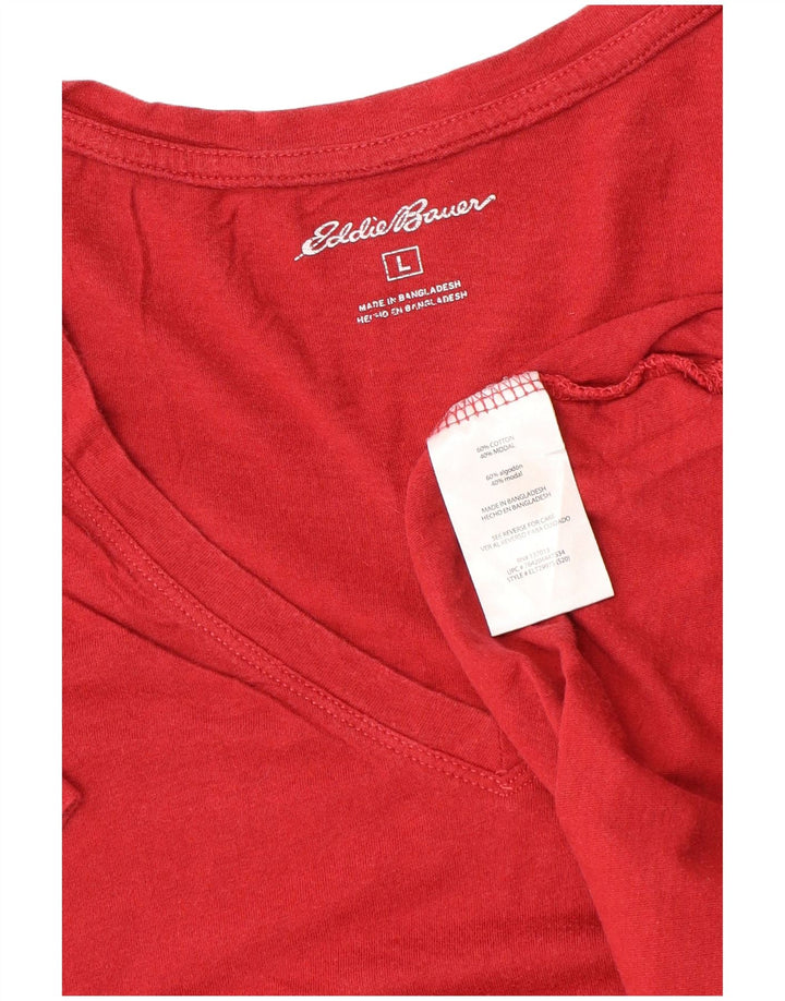 EDDIE BAUER Womens T-Shirt Top UK 16 Large Red Cotton