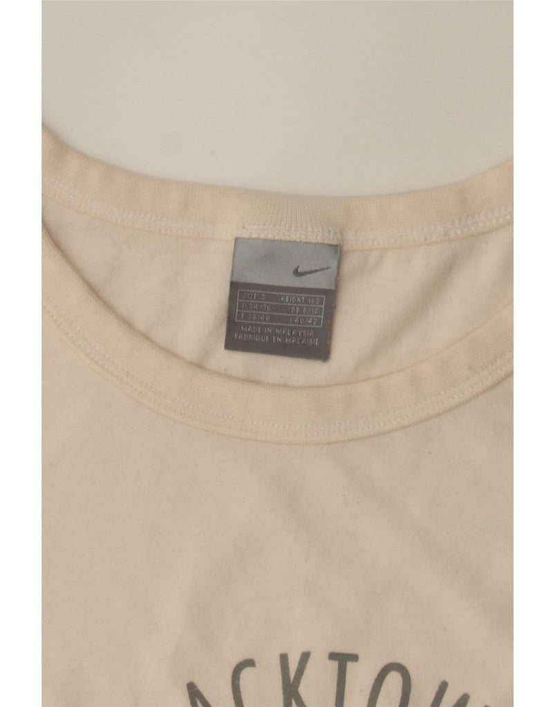 NIKE Womens Graphic T-Shirt Top UK 8/10 Small Off White Cotton Vintage Nike and Second-Hand Nike from Messina Hembry 
