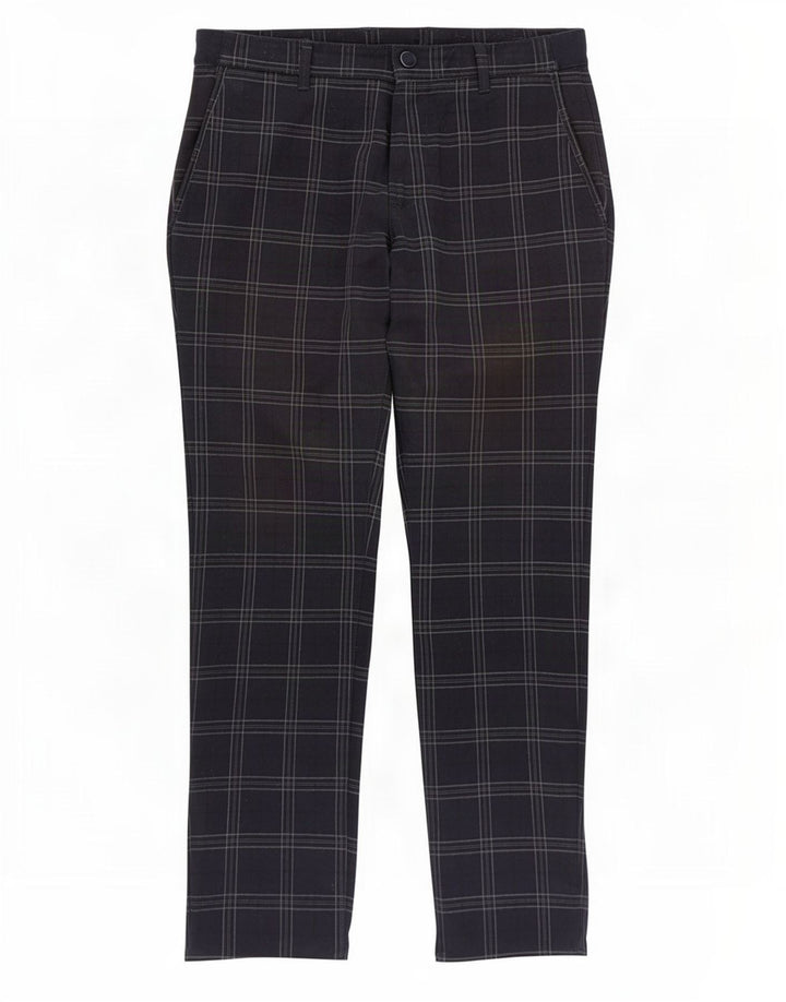 Zara Womens Slim Chino Trousers Medium W31 L29 Navy Blue Check Polyester