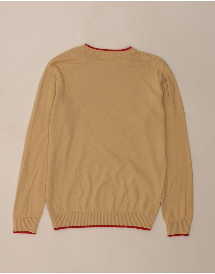 Sergio Tacchini Mens Crew Neck Jumper Sweater Medium Beige Cotton