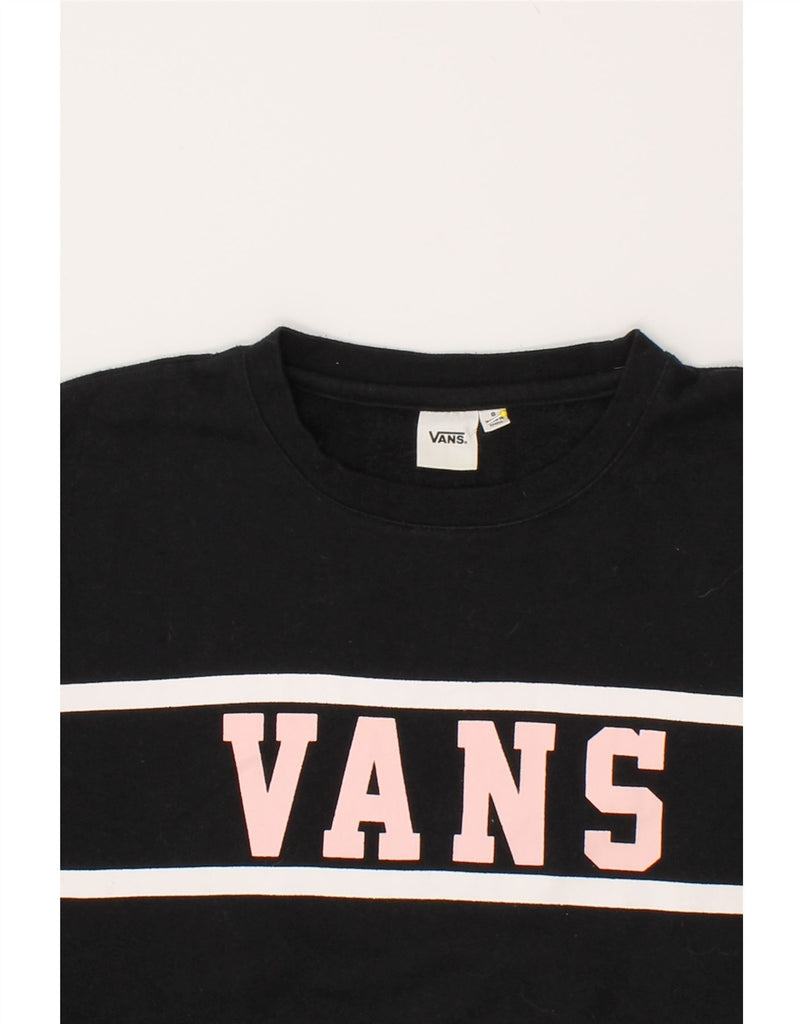 VANS Womens Graphic Sweatshirt Jumper UK 10 Small Black Cotton | Vintage Vans | Thrift | Second-Hand Vans | Used Clothing | Messina Hembry 