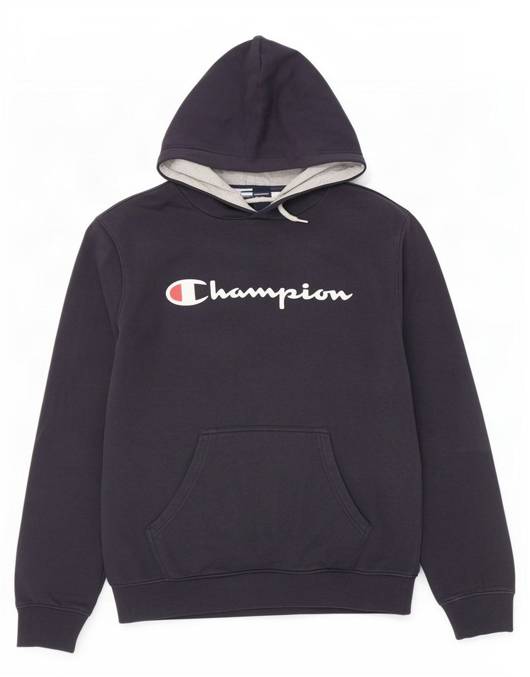 Champion Mens Graphic Hoodie Jumper Medium Navy Blue Cotton