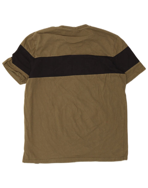 Ellesse Mens Graphic T-Shirt Top Medium Khaki Colourblock Cotton