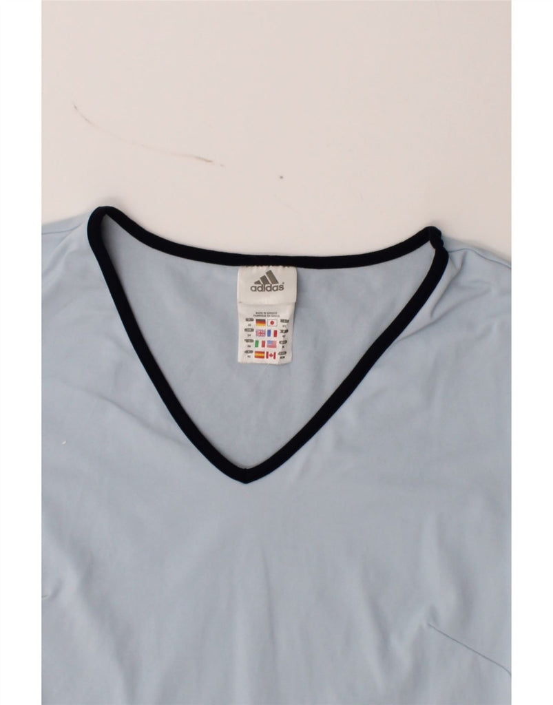 ADIDAS Womens T-Shirt Top UK 14 Medium Blue Elastane Vintage Adidas and Second-Hand Adidas from Messina Hembry 