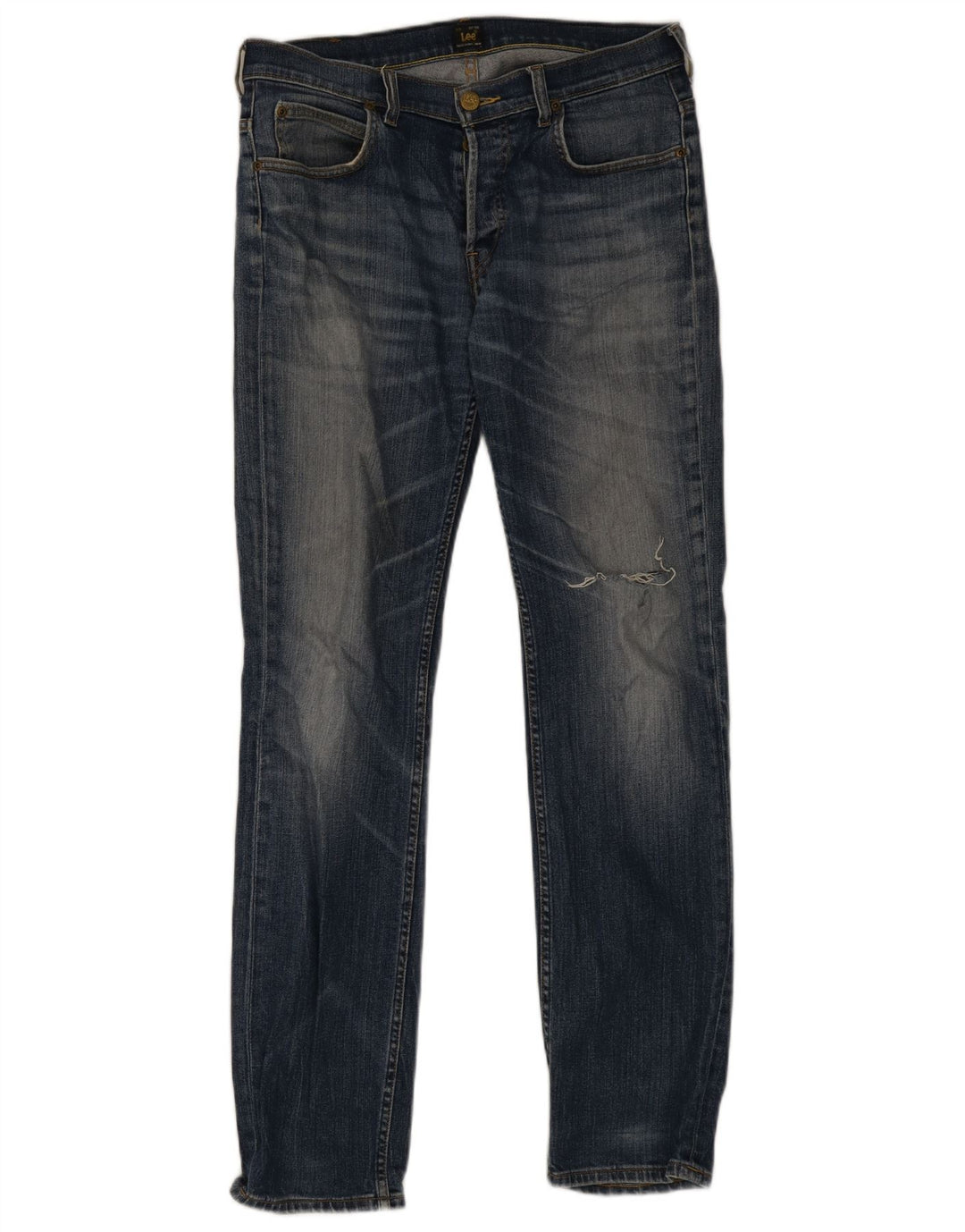 Lee Mens Powell Distressed Slim Jeans W32 L34 Blue Cotton