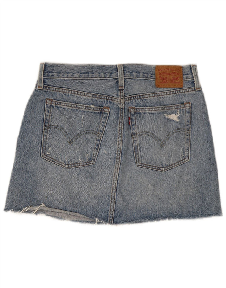 Levi's Womens Distressed Mini Denim Skirt W28 Medium Blue Cotton
