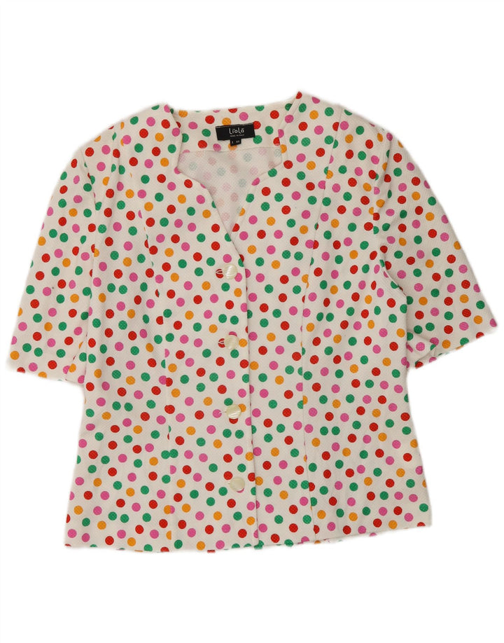 Liola Womens 4 Button 2 Piece Skirt Set IT 46 Large W28 White Polka Dot