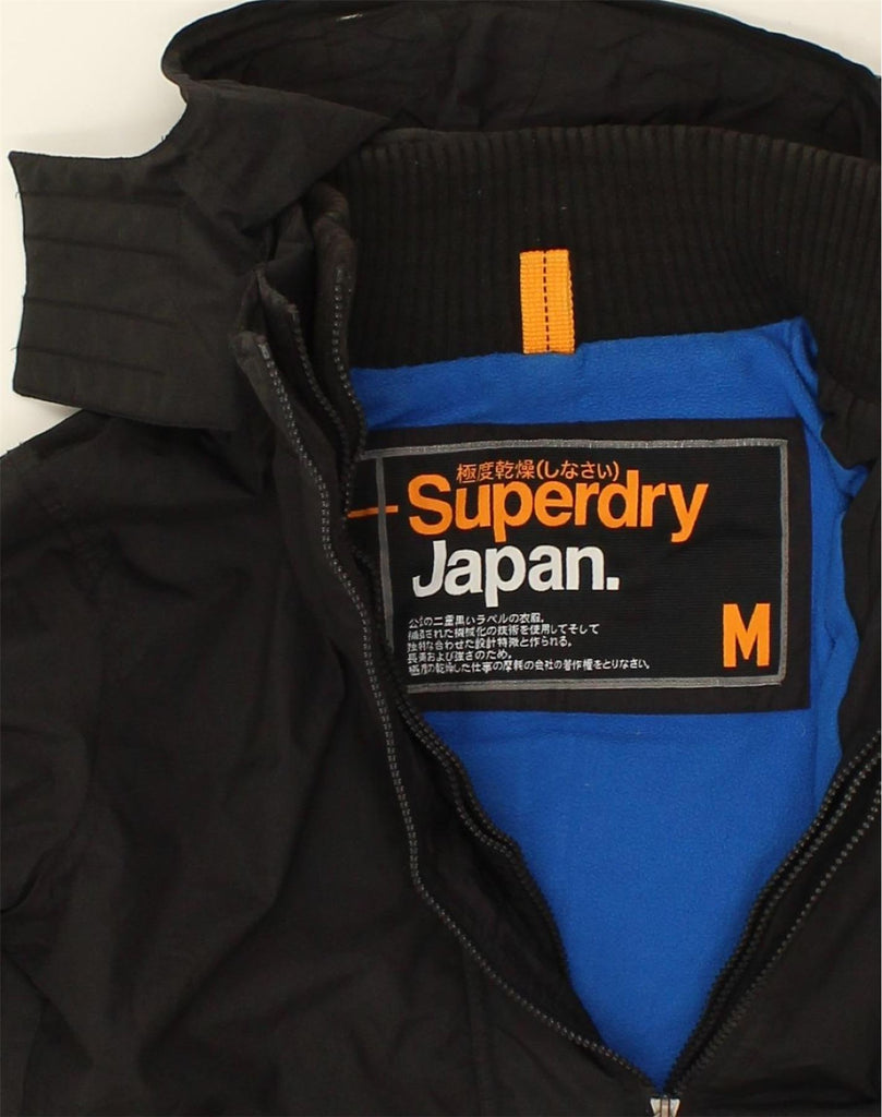 SUPERDRY Womens Hooded Windbreaker Jacket UK 14 Medium Black Nylon | Vintage Superdry | Thrift | Second-Hand Superdry | Used Clothing | Messina Hembry 