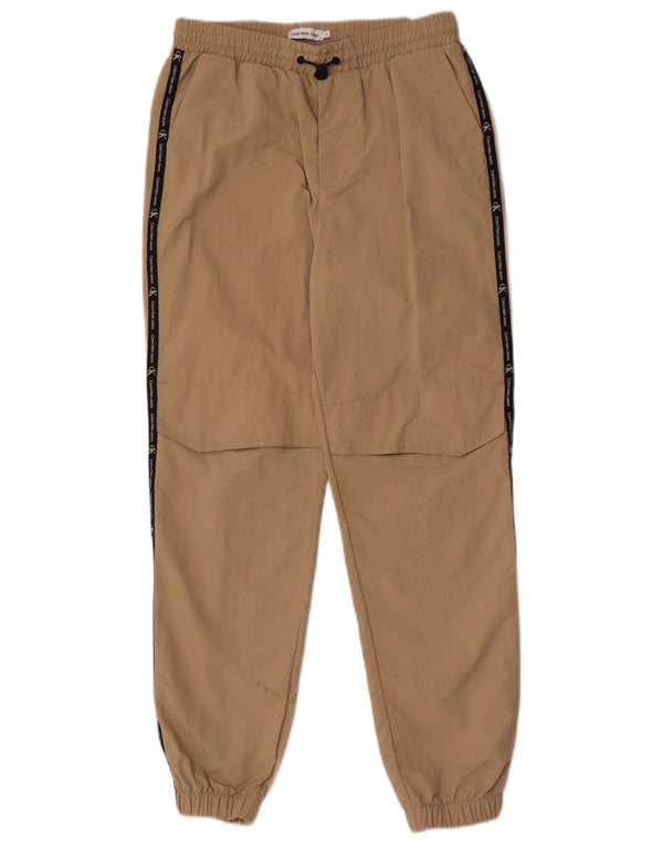 Calvin Klein Boys Tracksuit Trousers Joggers 11-12 Years Beige Colourblock