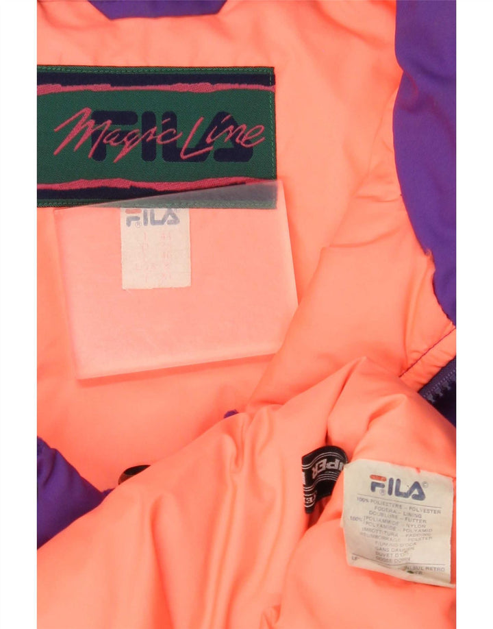 Fila Womens Hooded Oversized Padded Jacket IT 44 Medium Purple Polyester
