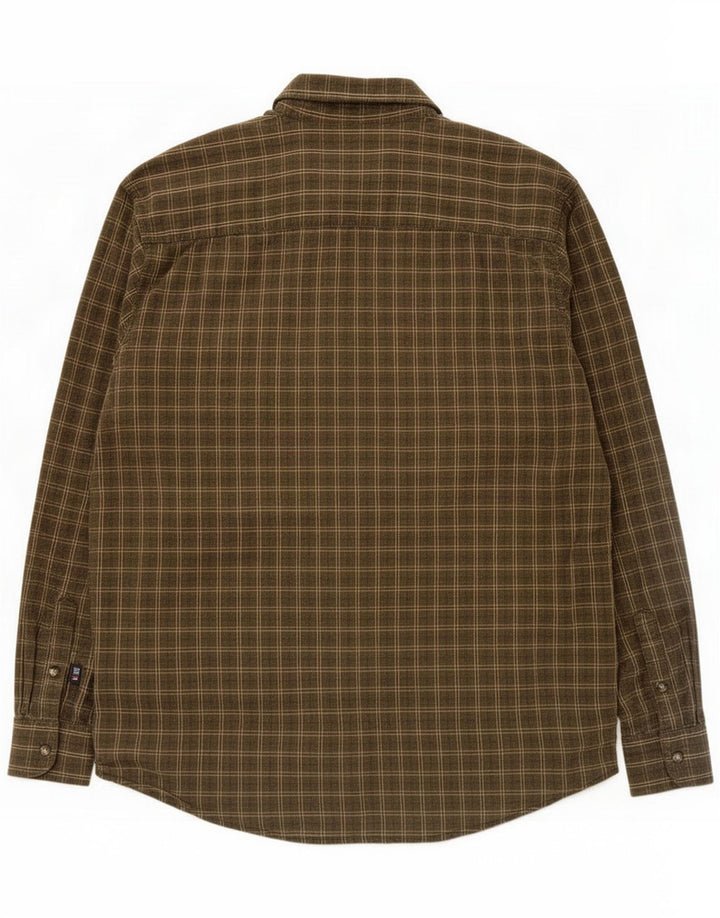 Wrangler Mens Shirt Medium Khaki Check Cotton