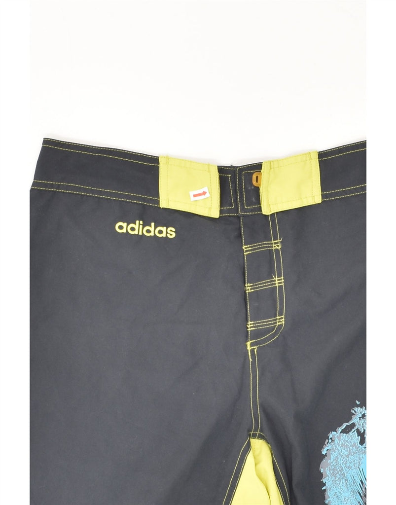 ADIDAS Mens Graphic Swimming Shorts Small Grey Colourblock Polyester | Vintage Adidas | Thrift | Second-Hand Adidas | Used Clothing | Messina Hembry 