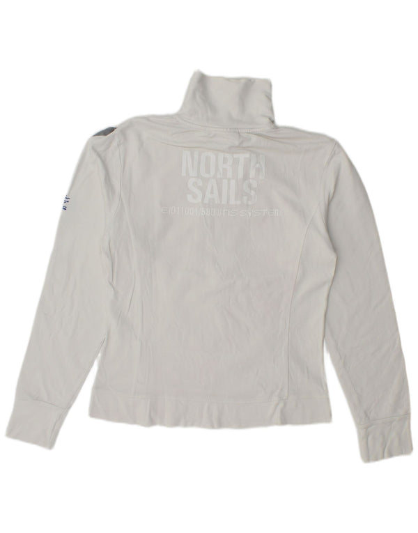 North Sails Womens Graphic Zip Neck Sweatshirt Jumper UK 14 Large White