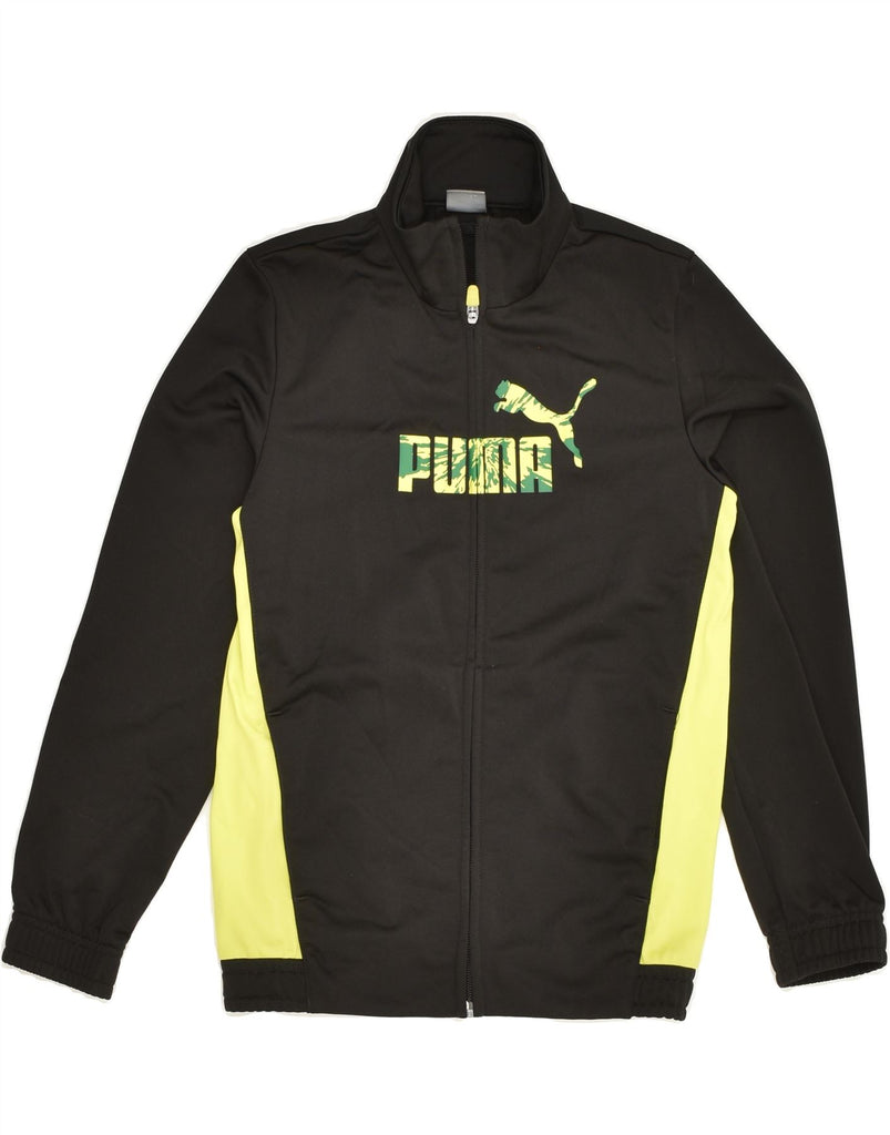 PUMA Boys Tracksuit Top Jacket 9-10 Years Black Colourblock Polyester | Vintage Puma | Thrift | Second-Hand Puma | Used Clothing | Messina Hembry 