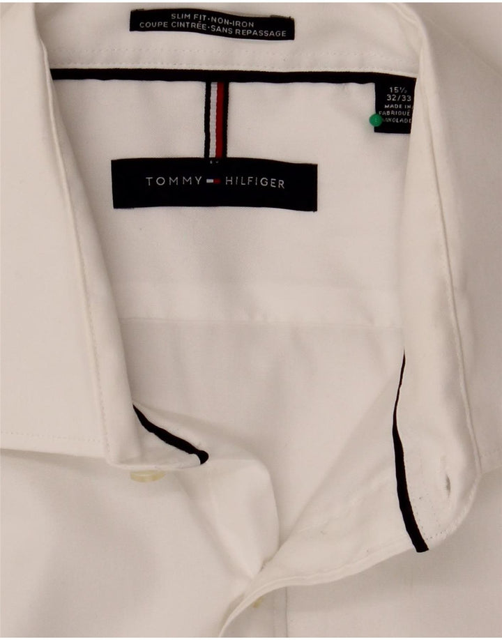 Tommy Hilfiger Mens Slim Fit Shirt Size 15 1/2 Medium White Cotton