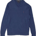 TOMMY HILFIGER Mens V-Neck Jumper Sweater Large Blue Cotton Vintage Tommy Hilfiger and Second-Hand Tommy Hilfiger from Messina Hembry 