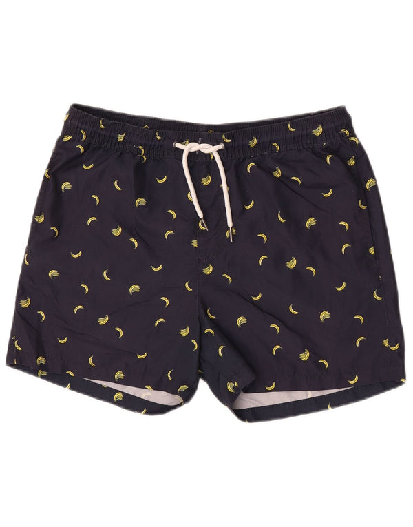 Jack & Jones Mens Graphic Swimming Shorts Small  Navy Blue Polyester