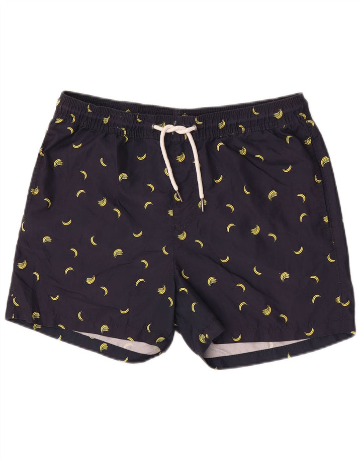 Jack & Jones Mens Graphic Swimming Shorts Small  Navy Blue Polyester