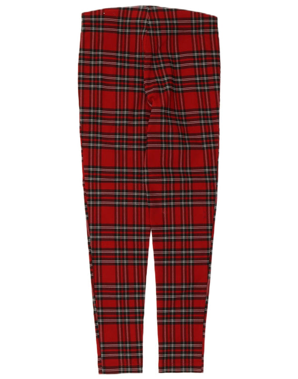 Zara Womens Slim Casual Trousers Medium W28 L26 Red Check Viscose