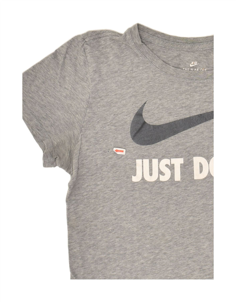 NIKE Womens Graphic T-Shirt Top UK 10 Small Grey | Vintage Nike | Thrift | Second-Hand Nike | Used Clothing | Messina Hembry 