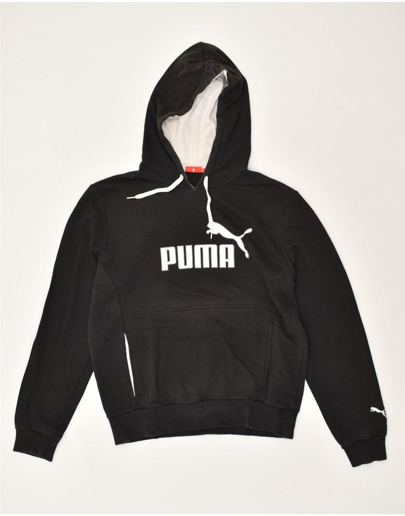 PUMA Mens Graphic Hoodie Jumper Small Black | Vintage Puma | Thrift | Second-Hand Puma | Used Clothing | Messina Hembry 