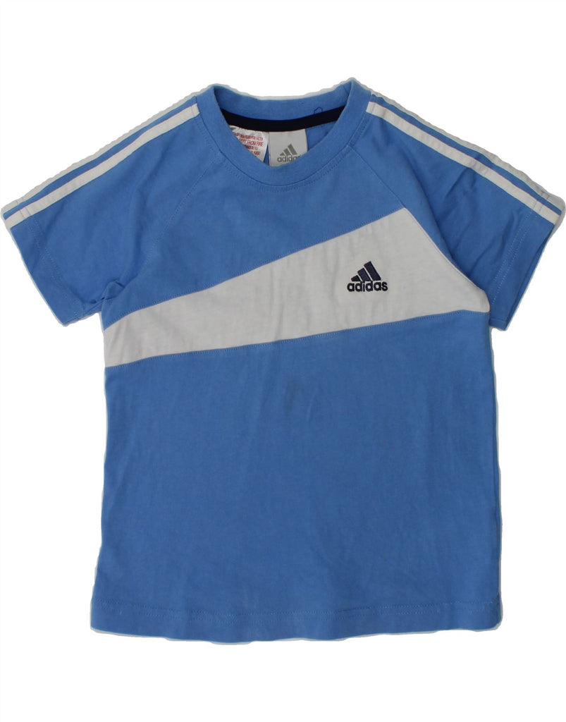 ADIDAS Boys T-Shirt Top 3-4 Years Blue Colourblock Cotton | Vintage Adidas | Thrift | Second-Hand Adidas | Used Clothing | Messina Hembry 