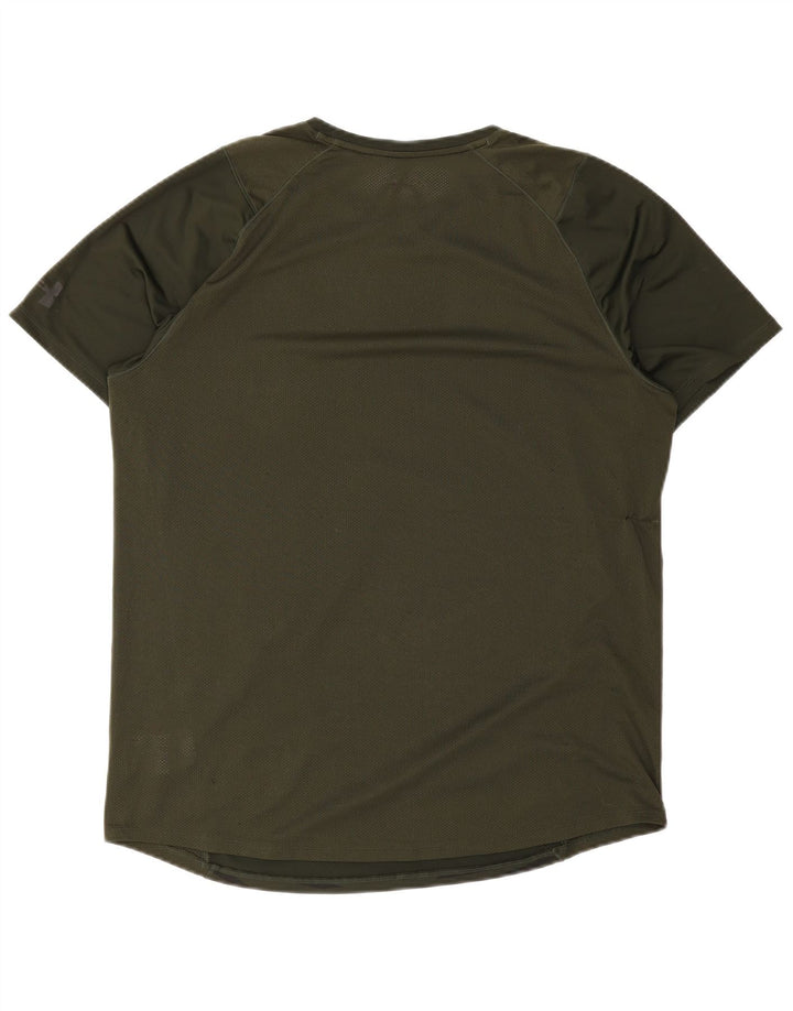 Under Armour Mens Fitted T-Shirt Top XL Green Striped Polyester