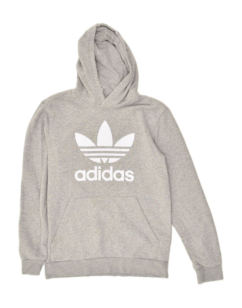 ADIDAS Girls Graphic Hoodie Jumper 15-16 Years Grey Cotton | Vintage Adidas | Thrift | Second-Hand Adidas | Used Clothing | Messina Hembry 