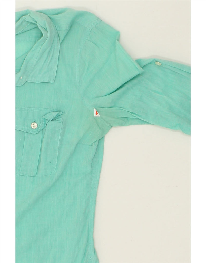 J. CREW Womens Shirt UK 10 Small Turquoise Cotton | Vintage J. Crew | Thrift | Second-Hand J. Crew | Used Clothing | Messina Hembry 