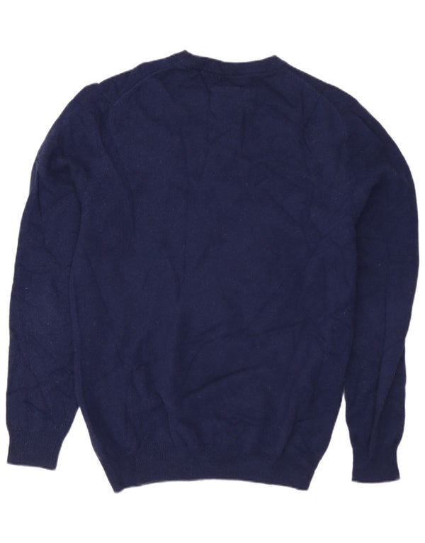 MASSIMO DUTTI Mens Crew Neck Jumper Sweater Medium Navy Blue Wool