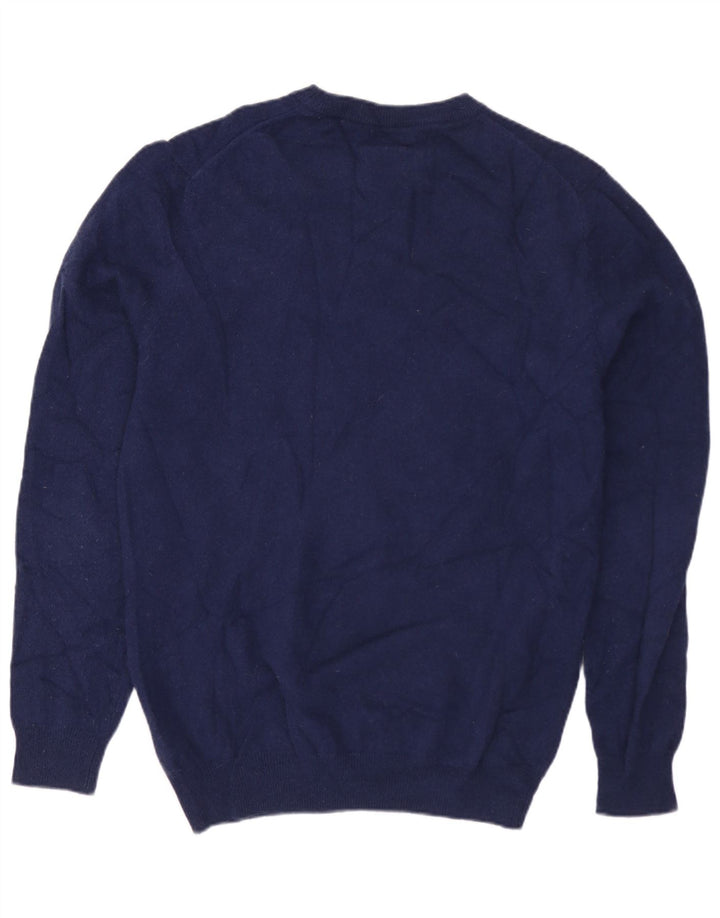 MASSIMO DUTTI Mens Crew Neck Jumper Sweater Medium Navy Blue Wool