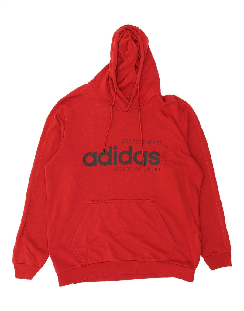ADIDAS Mens Graphic Hoodie Jumper XL Red Cotton Vintage Adidas and Second-Hand Adidas from Messina Hembry 