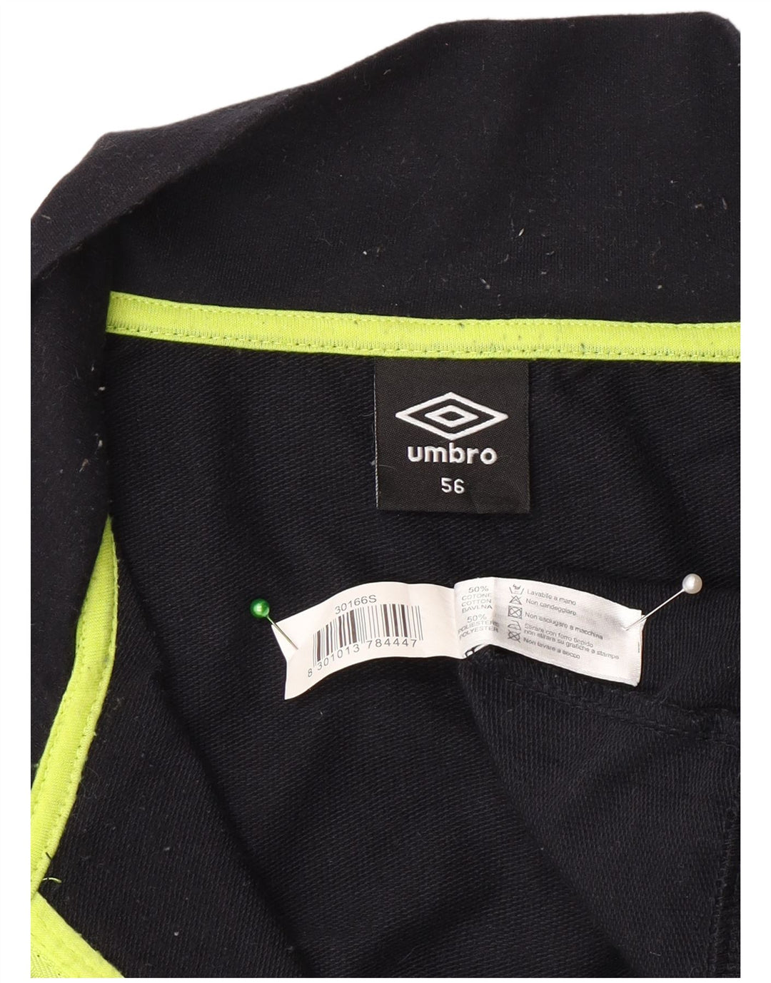 Umbro Mens Graphic Tracksuit Top Jacket IT 56 XL Black Cotton