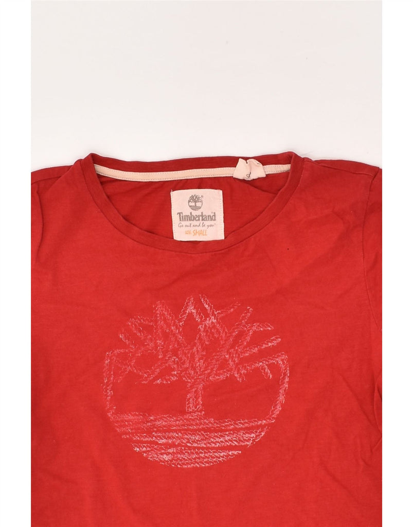 TIMBERLAND Womens Graphic T-Shirt Top UK 10 Small Red | Vintage Timberland | Thrift | Second-Hand Timberland | Used Clothing | Messina Hembry 