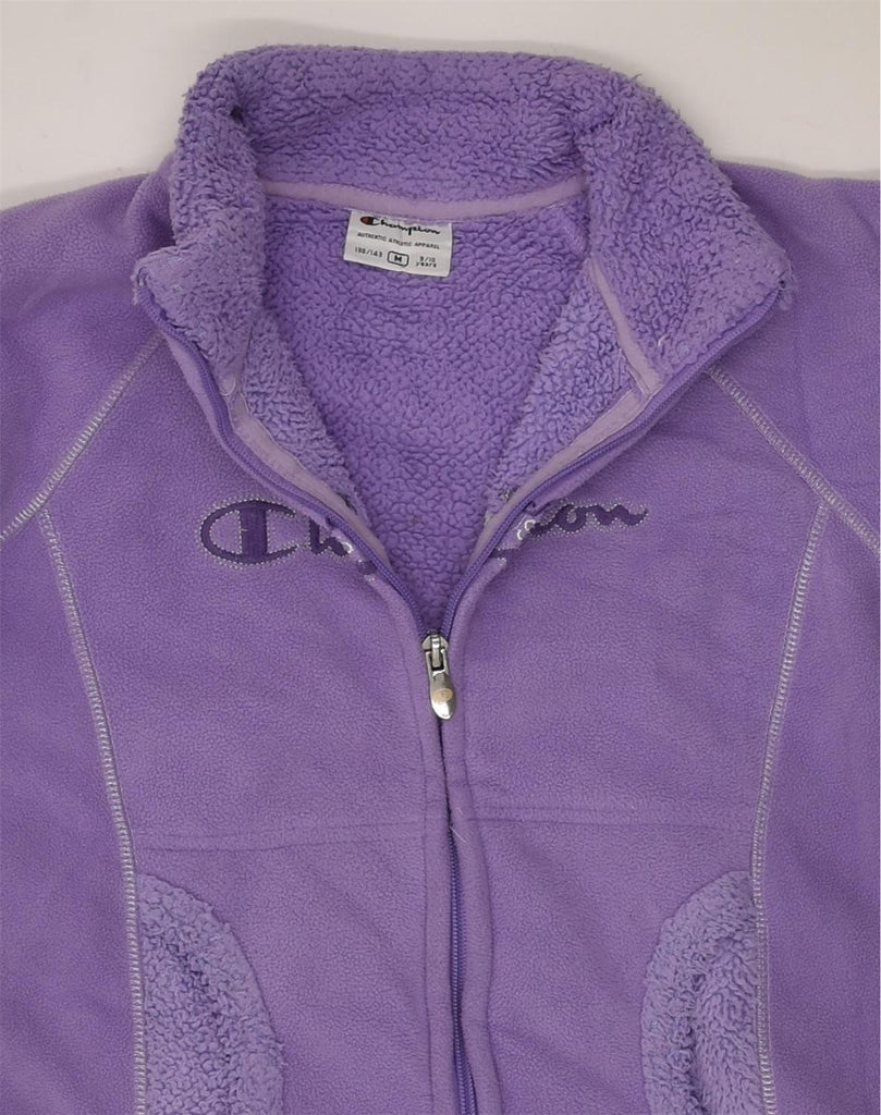 CHAMPION Girls Fleece Jacket 9-10 Years Purple Polyester | Vintage Champion | Thrift | Second-Hand Champion | Used Clothing | Messina Hembry 