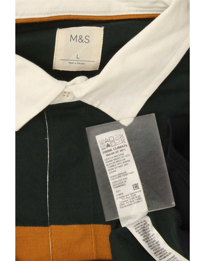 Marks & Spencer Mens Rugby Polo Shirt Large Multicoloured Striped