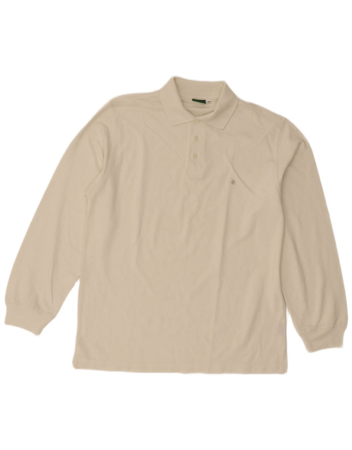 Invicta Mens Long Sleeve Polo Shirt Medium Beige Cotton