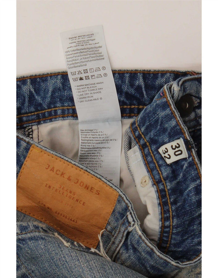 Jack & Jones Mens Mike Comfort Fit Slim Jeans W30 L32 Blue Patchwork