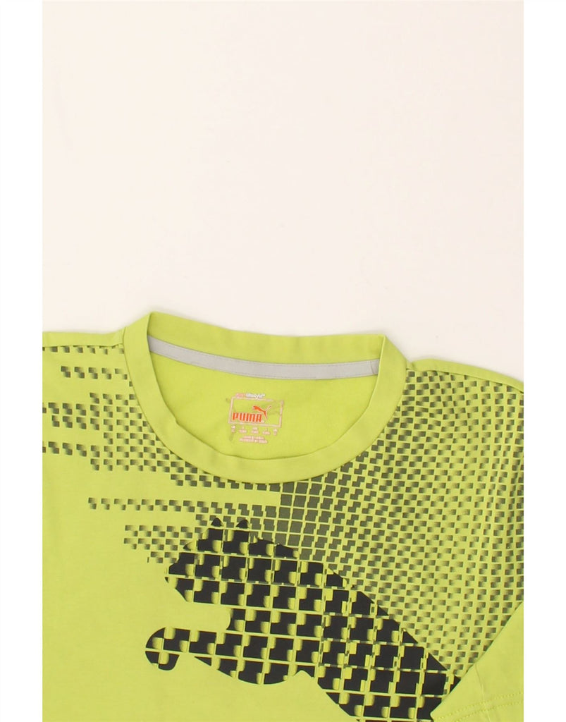 PUMA Mens Graphic T-Shirt Top Medium Yellow | Vintage Puma | Thrift | Second-Hand Puma | Used Clothing | Messina Hembry 