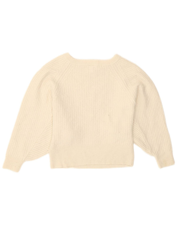 John Lewis Womens Crop Batwing Boat Neck Jumper Sweater UK 8 Small White