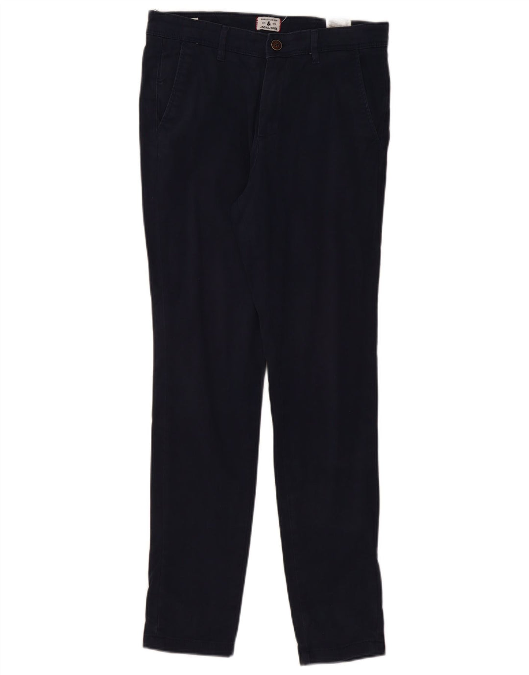 JACK & JONES Mens Slim Chino Trousers W30 L32 Navy Blue Cotton