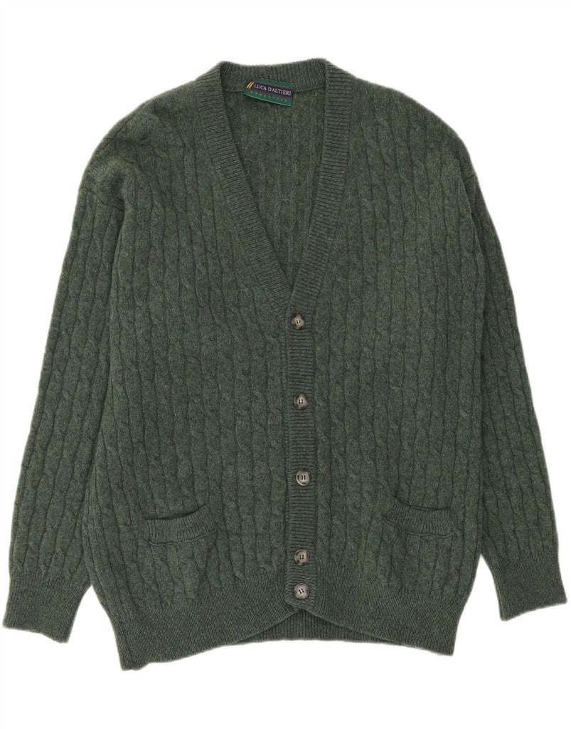 LUCA D'ALTIERI Mens Cardigan Sweater Large Green Virgin Wool Vintage Luca D'altieri and Second-Hand Luca D'altieri from Messina Hembry 