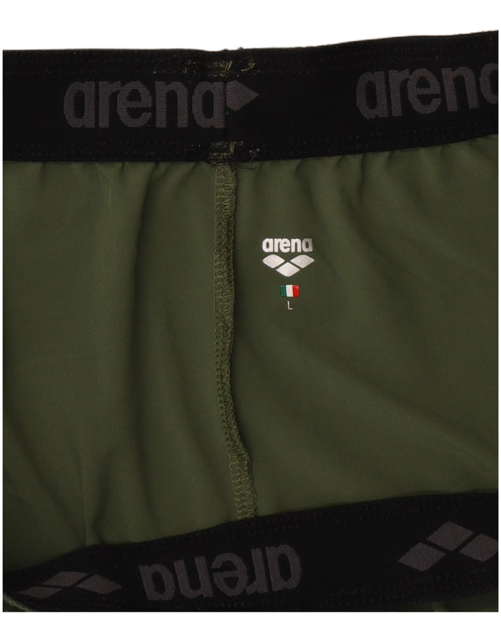 Arena Mens Sport Shorts Large Khaki Polyester