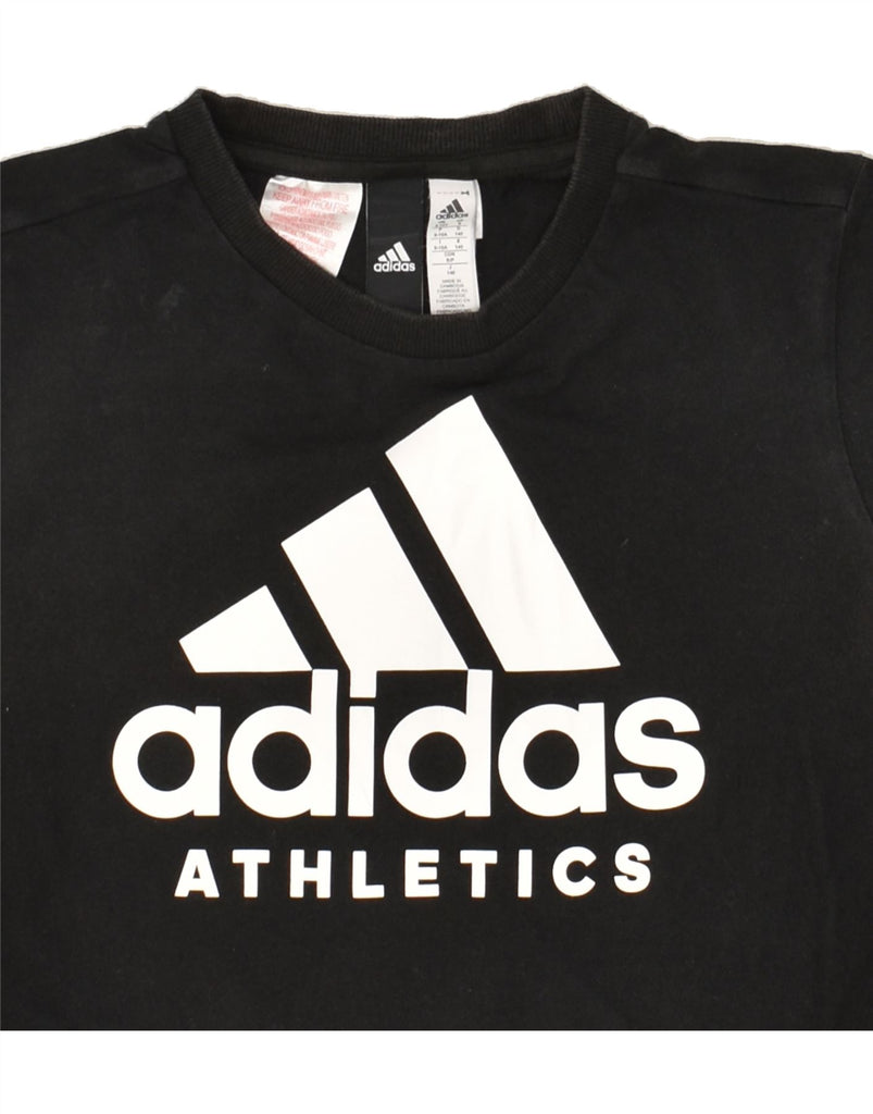 ADIDAS Boys Graphic T-Shirt Top 9-10 Years Black Cotton | Vintage Adidas | Thrift | Second-Hand Adidas | Used Clothing | Messina Hembry 