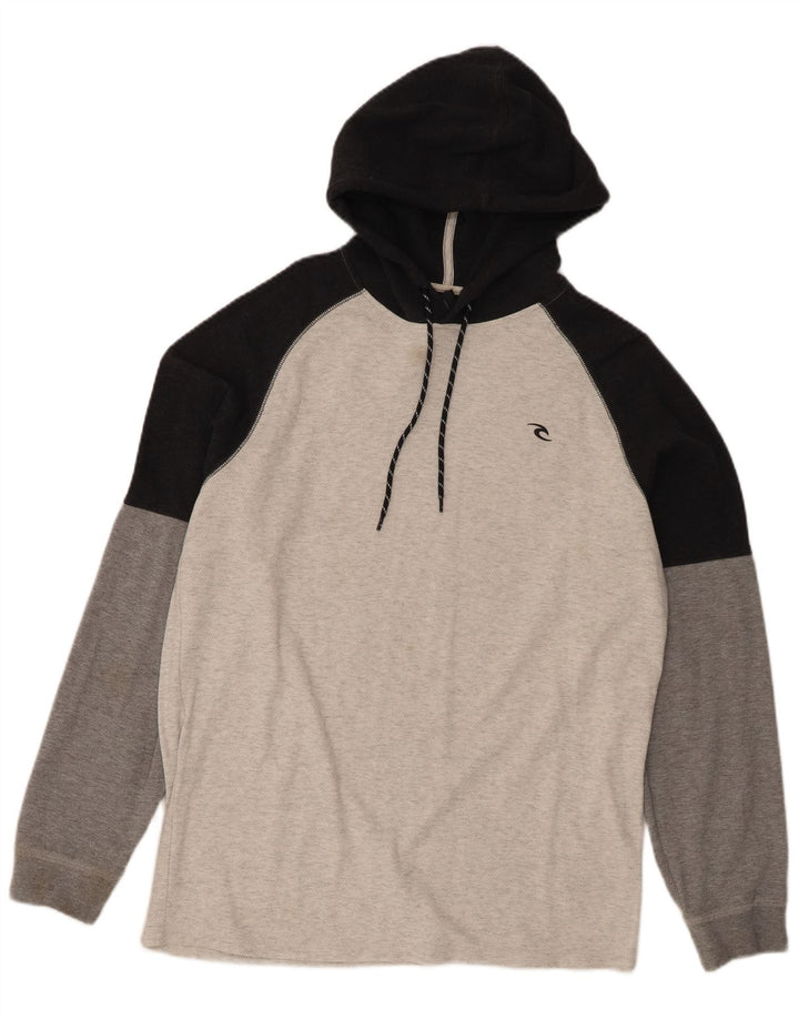 Rip Curl Mens Hooded Top Long Sleeve Medium Grey Colourblock Cotton