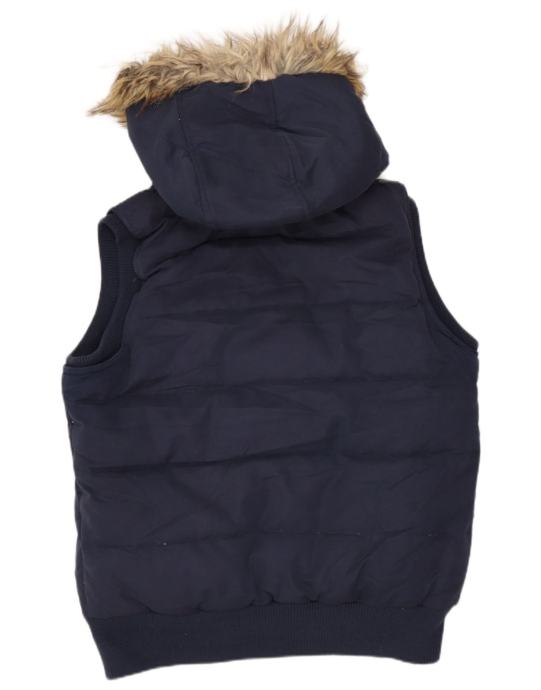 Fat Face Womens Hooded Padded Gilet UK 12 Medium Navy Blue Polyester
