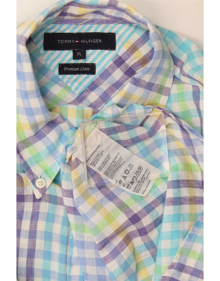 Tommy Hilfiger Mens Shirt XL Multicoloured Gingham Linen