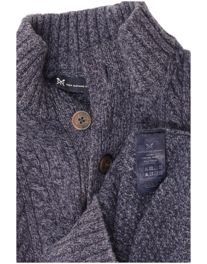 Crew Clothing Mens Button Neck Jumper Sweater Small Navy Blue Flecked