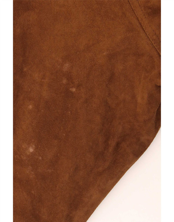 Vintage Mens Suede Bomber Jacket IT 54 2XL Brown Leather